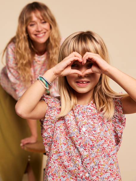 Short van katoengaas voor meisjes - familiecollectie olijf - vertbaudet enfant 