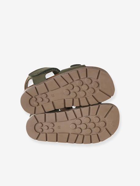 Sandalen met klittenbandsluiting van leer voor kinderen, VERTBAUDET-collectie. kaki+marineblauw - vertbaudet enfant 