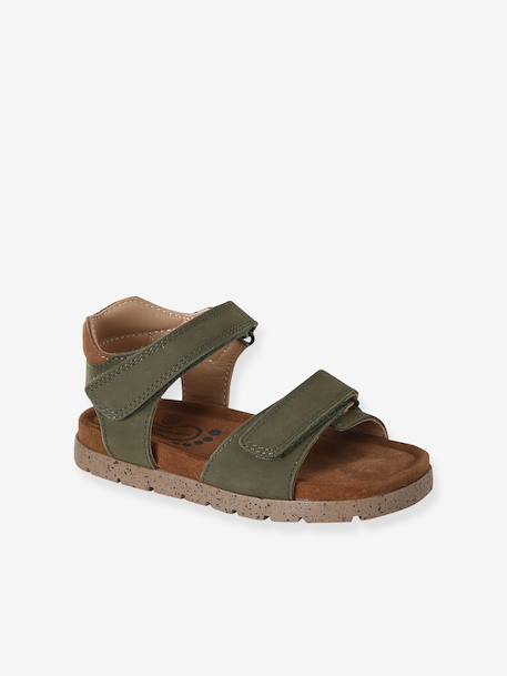 Sandalen met klittenbandsluiting van leer voor kinderen, VERTBAUDET-collectie. kaki+marineblauw - vertbaudet enfant 