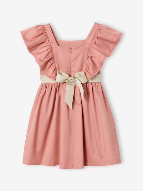 Nette jurk met gouden riem rouge+wit - vertbaudet enfant 