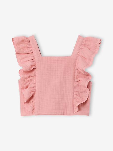 Ceremonie-set blouse en rok met volant voor meisjes rouge+saliegroen - vertbaudet enfant 