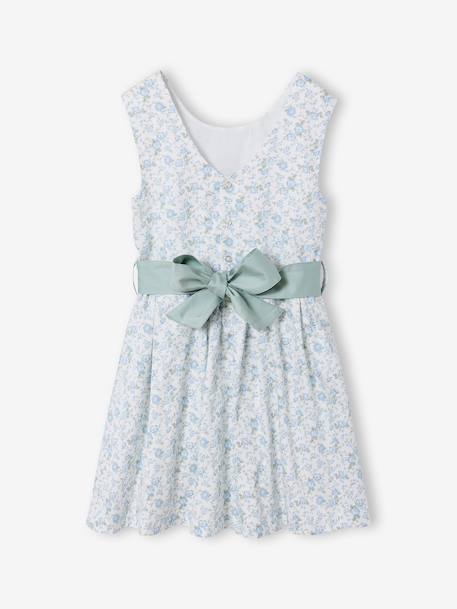 Feestelijke meisjesjurk met aquarel bloemmotieven aan de onderkant lichtblauw+lichtroze+roze, bedrukt+wit+wit, bedrukt - vertbaudet enfant 