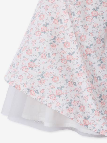 Feestelijke meisjesjurk met aquarel bloemmotieven aan de onderkant lichtblauw+lichtroze+roze, bedrukt+wit+wit, bedrukt - vertbaudet enfant 