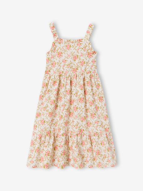 Midi-jurk met bloemenprint ecru - vertbaudet enfant 
