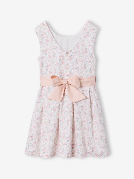 Feestelijke meisjesjurk met aquarel bloemmotieven aan de onderkant lichtblauw+lichtroze+roze, bedrukt+wit+wit, bedrukt - vertbaudet enfant 