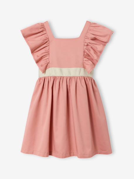Nette jurk met gouden riem rouge+wit - vertbaudet enfant 