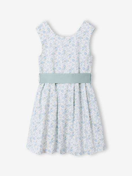 Feestelijke meisjesjurk met aquarel bloemmotieven aan de onderkant lichtblauw+lichtroze+roze, bedrukt+wit+wit, bedrukt - vertbaudet enfant 