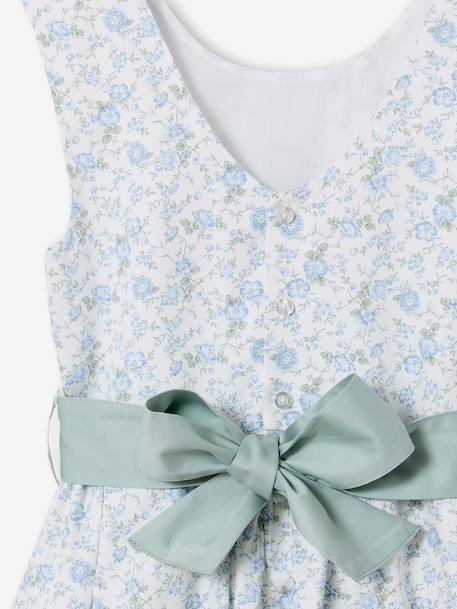 Feestelijke meisjesjurk met aquarel bloemmotieven aan de onderkant lichtblauw+lichtroze+roze, bedrukt+wit+wit, bedrukt - vertbaudet enfant 
