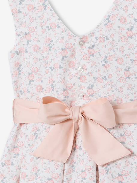Feestelijke meisjesjurk met aquarel bloemmotieven aan de onderkant lichtblauw+lichtroze+roze, bedrukt+wit+wit, bedrukt - vertbaudet enfant 