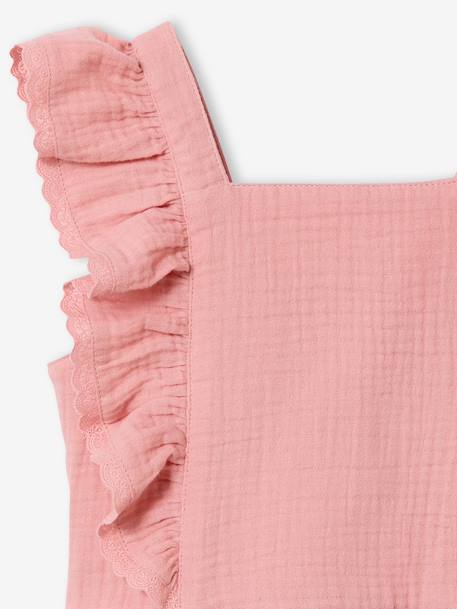 Ceremonie-set blouse en rok met volant voor meisjes rouge+saliegroen - vertbaudet enfant 
