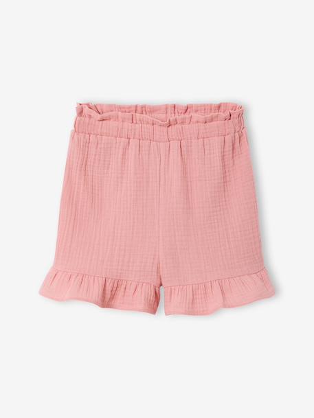 Set short hemdje van katoengaas rouge+saliegroen - vertbaudet enfant 
