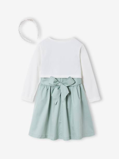 Set met skaterjurk bolero en haarband saliegroen+wit - vertbaudet enfant 