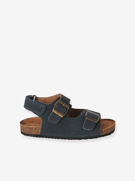 Leren sandalen voor jongens met gespen blauw - vertbaudet enfant 