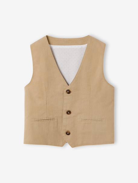 Mouwloos feestelijk jasje voor jongens katoen/linnen beige+blauw+donker marineblauw+lichtbeige+saliegroen - vertbaudet enfant 