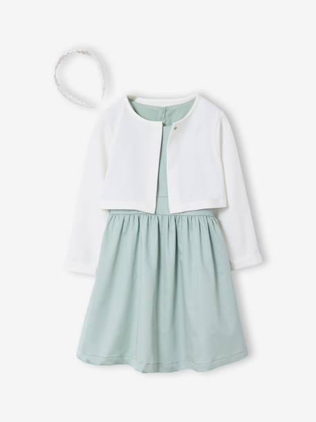 Set met skaterjurk bolero en haarband saliegroen+wit - vertbaudet enfant 