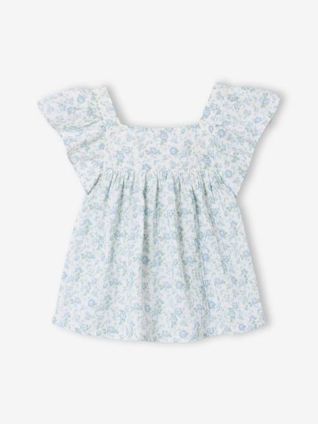 Set short hemdje van katoengaas rouge+saliegroen - vertbaudet enfant 