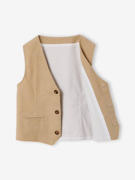 Mouwloos feestelijk jasje voor jongens katoen/linnen beige+blauw+donker marineblauw+lichtbeige+saliegroen - vertbaudet enfant 