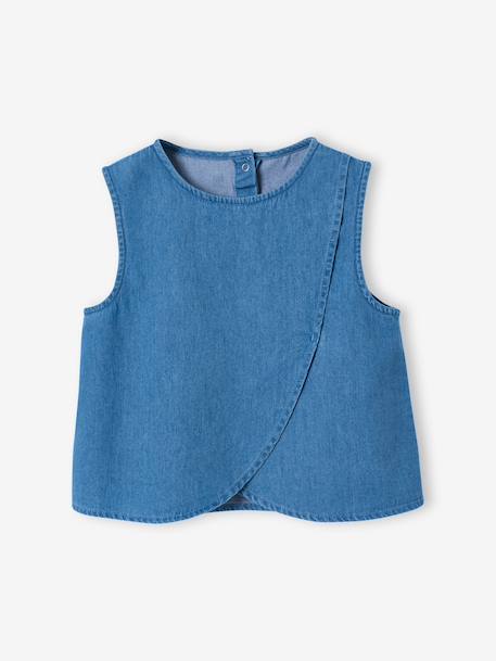 Set met korte broek en top van licht denim middenblauw - vertbaudet enfant 
