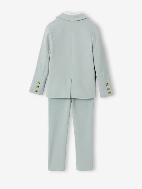 Feestelijke jongensset met overhemd met maokraag en broek beige+blauwgroen+hemelsblauw - vertbaudet enfant 