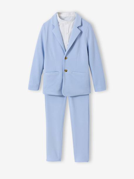 Feestelijke jongensset met overhemd met maokraag en broek beige+blauwgroen+hemelsblauw - vertbaudet enfant 