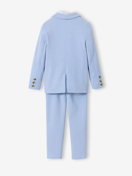 Feestelijke jongensset met overhemd met maokraag en broek beige+blauwgroen+hemelsblauw - vertbaudet enfant 