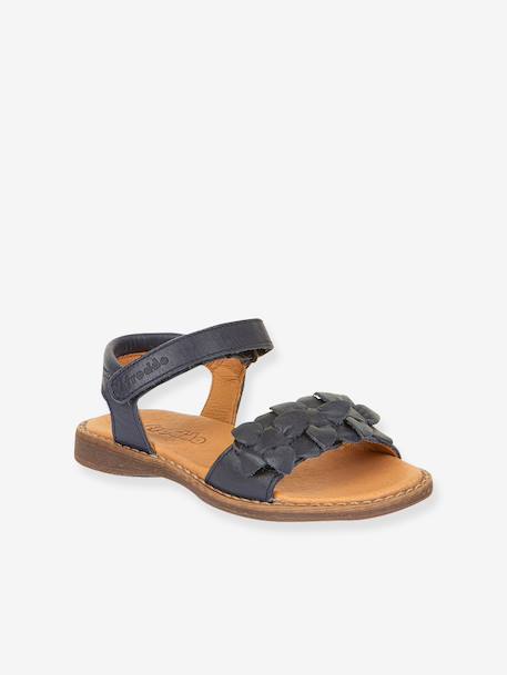 Leren sandalen voor meisjes LORE FLOWERS FRODDO blauw+donkerblauw+goud+goudroze+lavendel+rood+rouge+terracottategel - vertbaudet enfant 