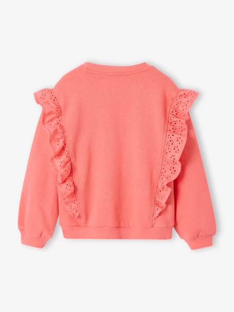 Fantasie sweater met ruches koraal - vertbaudet enfant 