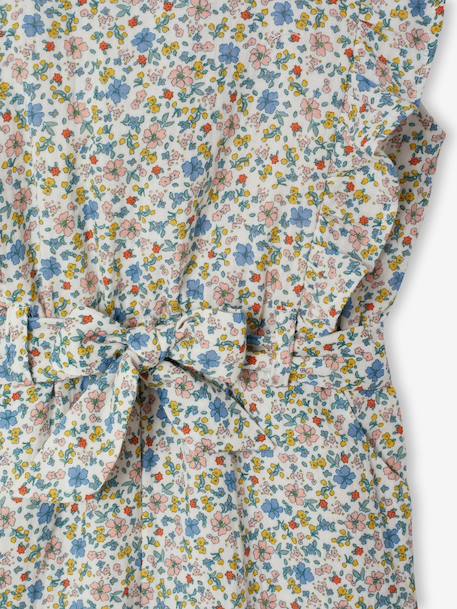 Geruit rokje van katoenen mousseline voor meisjes ecru+saliegroen - vertbaudet enfant 