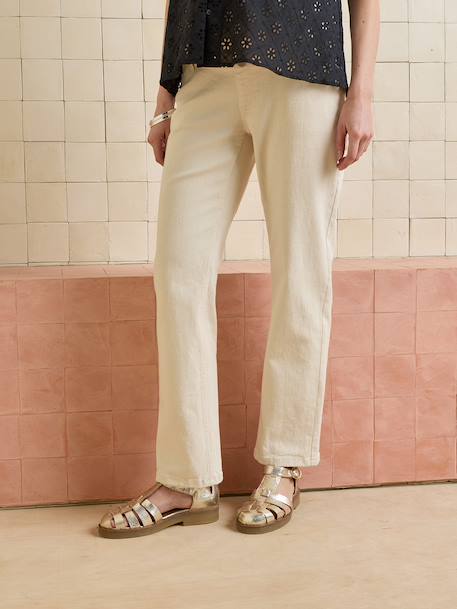 Rechtstreeks zwangerschapsbroek met naadloze band denimgrijs+ecru+ongewassen denim+stone - vertbaudet enfant 