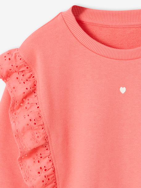 Fantasie sweater met ruches koraal - vertbaudet enfant 