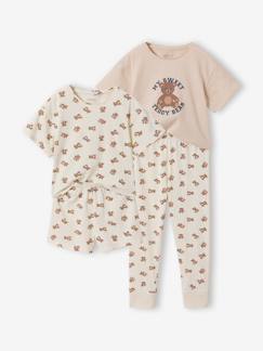 -Set van 2 pyjama's met berenprint, korte en lange mouwen