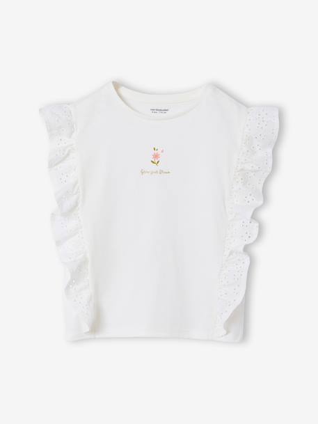 T-shirt met ruches en korte mouwen ecru - vertbaudet enfant 