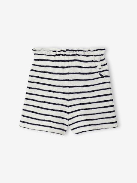 Set voor meisjes, t-shirt en short van fantasie breisel ecru+rozen - vertbaudet enfant 