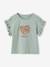 T-shirt voor meisjes met romantisch motief, korte mouwen met ruches ecru+marineblauw+rozen+saliegroen - vertbaudet enfant 