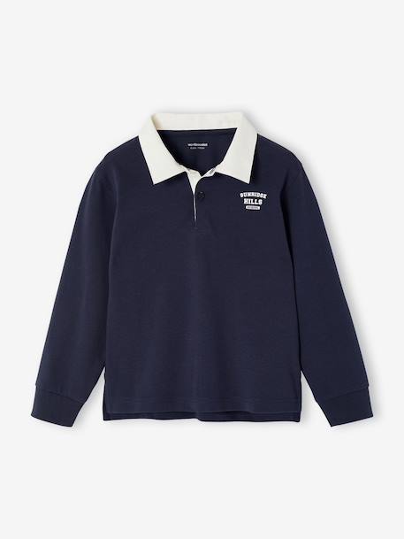Gestreepte polo voor jongens blauwgroen+gemêleerd grijs+groen+marineblauw+okergeel - vertbaudet enfant 