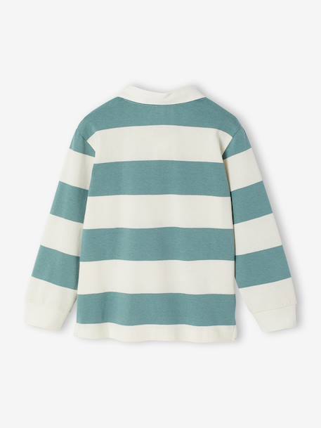 Gestreepte polo voor jongens blauwgroen+gemêleerd grijs+groen+marineblauw+okergeel - vertbaudet enfant 