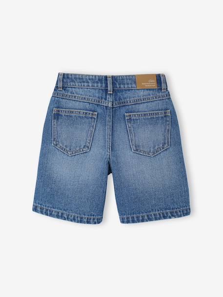 Bermuda jeans met geborduurde bloemen lichtblauw+middenblauw - vertbaudet enfant 