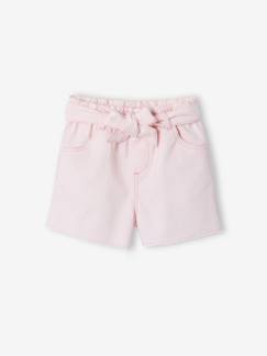 -Short voor meisjes van twill met riem om te knopen