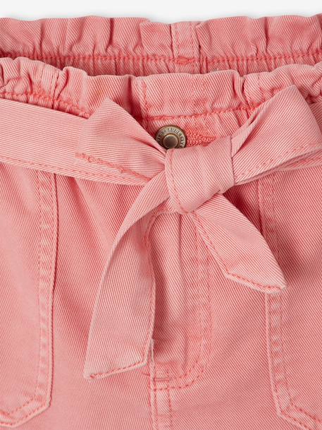 Meisjesshort in paperbag-stijl ecru+rozen - vertbaudet enfant 