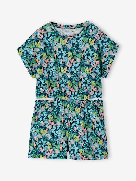 Jersey combishort meisjes ecru+meerkleurig - vertbaudet enfant 