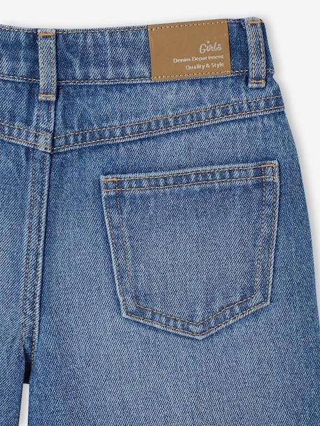 Bermuda jeans met geborduurde bloemen lichtblauw+middenblauw - vertbaudet enfant 