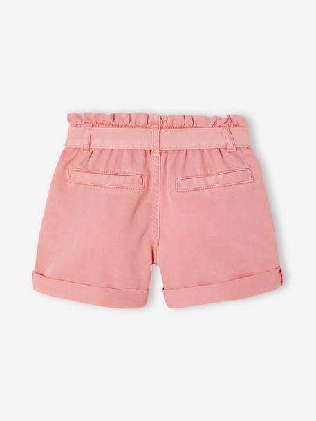 Meisjesshort in paperbag-stijl ecru+rozen - vertbaudet enfant 