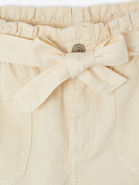 Meisjesshort in paperbag-stijl ecru+rozen - vertbaudet enfant 