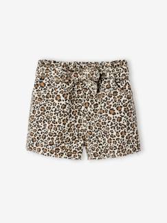 -Short voor meisjes van twill met riem om te knopen