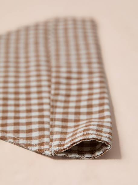 Bandanaslabbetje hond katoen beige, geruit+bruin, bedrukt+wit, bedrukt - vertbaudet enfant 
