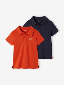 -Set van 2 effen polo's voor jongens met korte mouwen