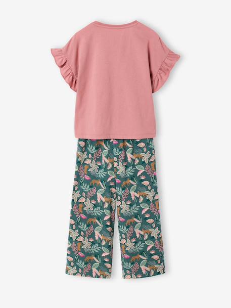 Meisjesset T-shirt en wijde broek ecru+rouge - vertbaudet enfant 