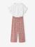 Meisjesset T-shirt en wijde broek ecru+rouge - vertbaudet enfant 