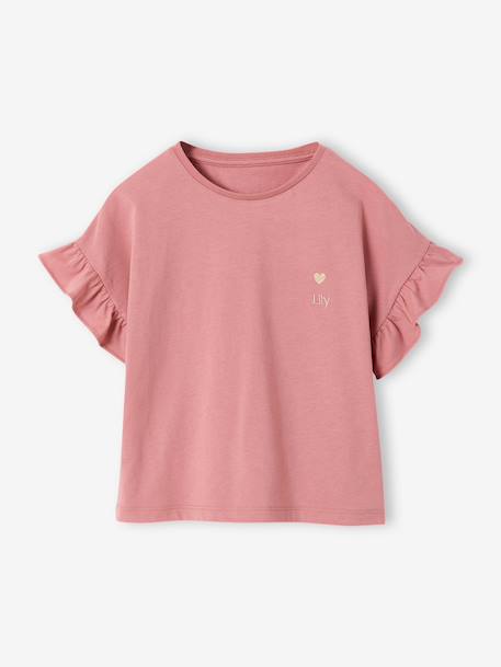 Meisjesset T-shirt en wijde broek ecru+rouge - vertbaudet enfant 