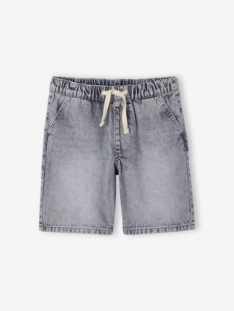 Denim jongensbermuda, gemakkelijk aan te trekken blauw, bedrukt+blauw, gestreept+denimgrijs+double stone+stone - vertbaudet enfant 